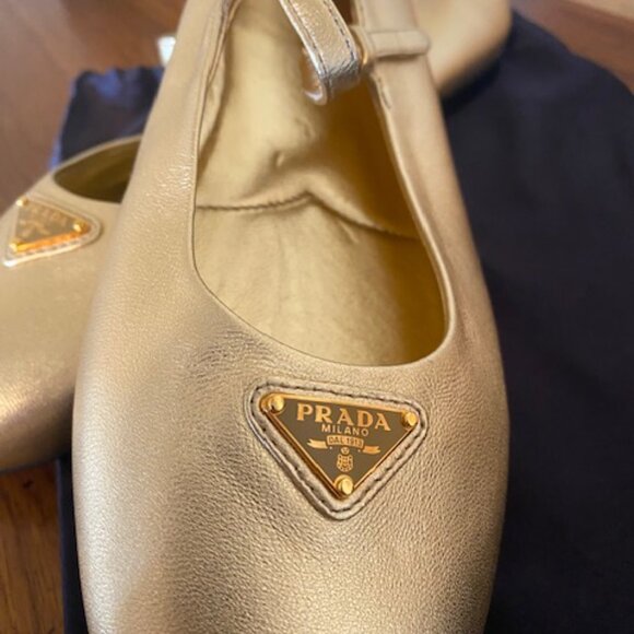 Authentic Prada gold ballet flats - Picture 3 of 4